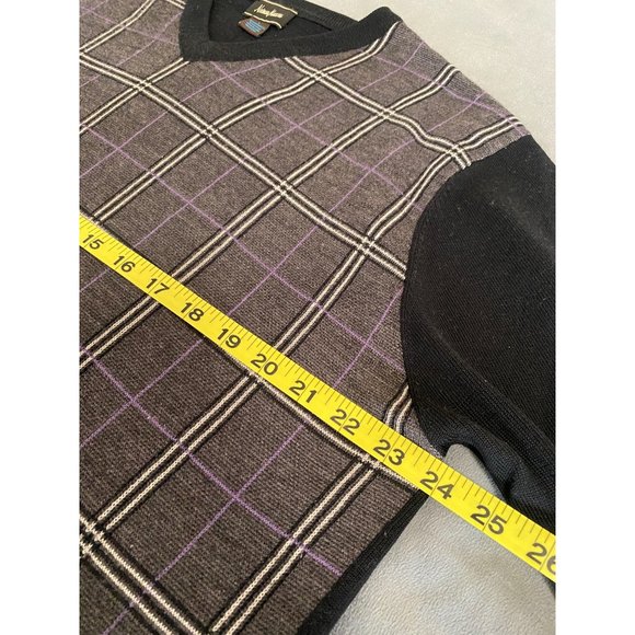 Neiman Marcus Mens Plaid Wool Sweater - Picture 4 of 7